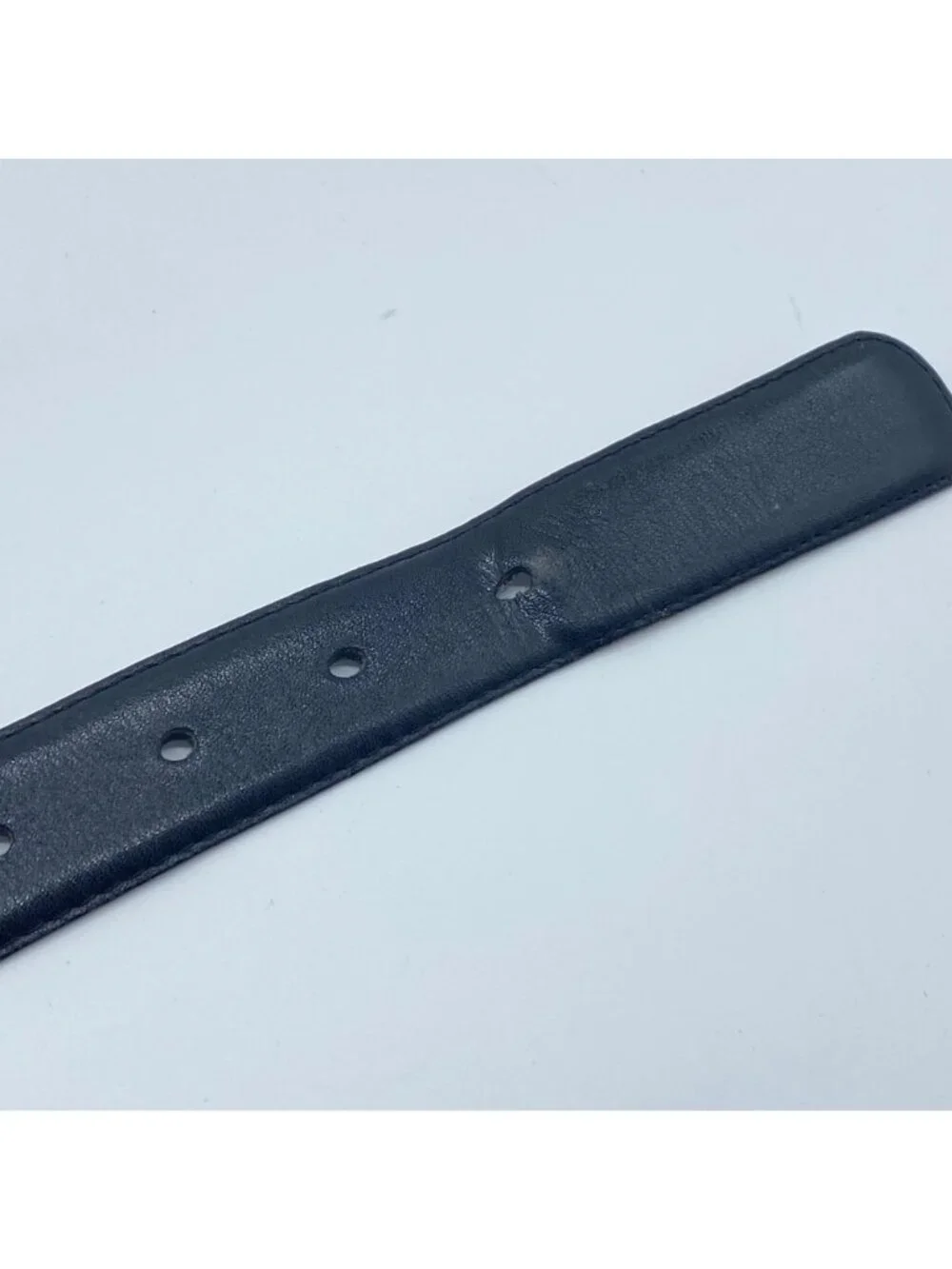 Black Leather Belt Brass Buckle Size 34